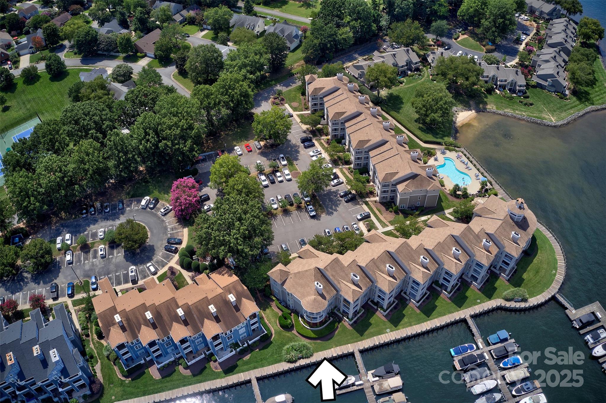 18647 Vineyard Point Lane Cornelius, NC 28031 - Photo 6 of 36 an aerial view of a house with outdoor space and lake view