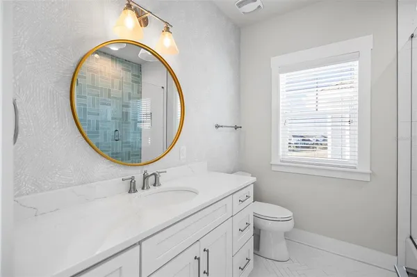a bathroom with a bathtub