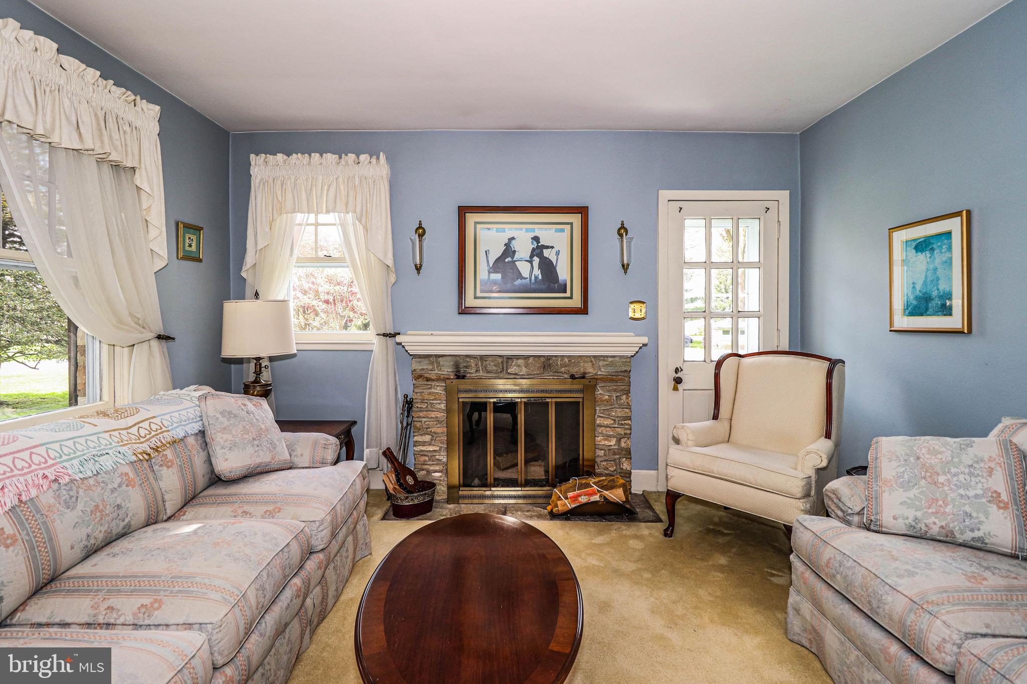 158 West Upper Ferry Road Ewing, NJ 08628 - Photo 6 of 41 Living Room with Wood Burning Fireplace