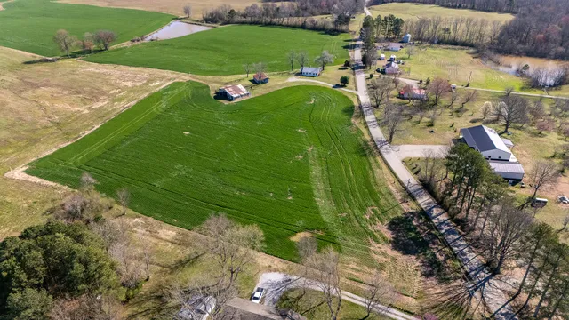 a view of a lake with a yard