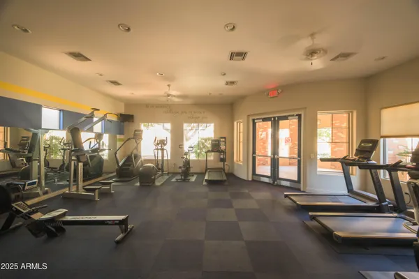 a view of a room with gym equipment