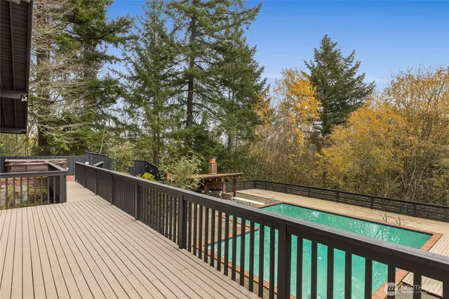 a balcony with view of trees