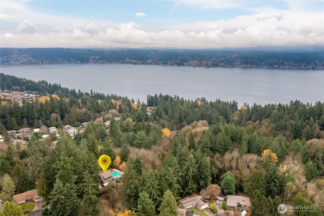 a view of a lake and mountain view