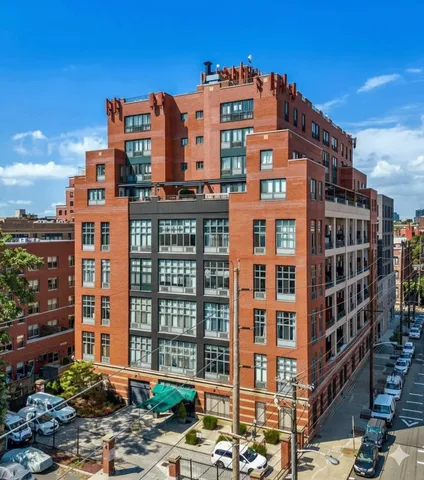 front view of a building with a street