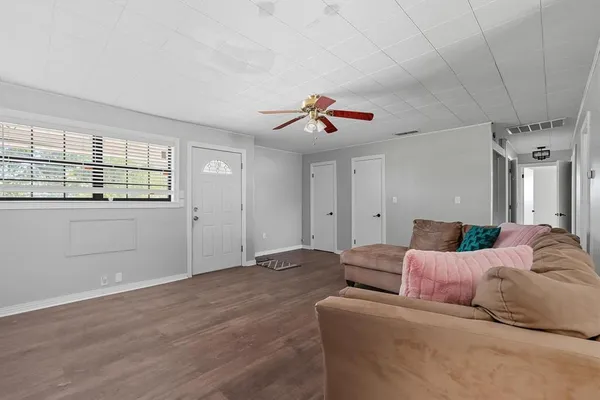 a living room with furniture