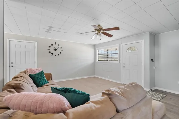 a living room with furniture