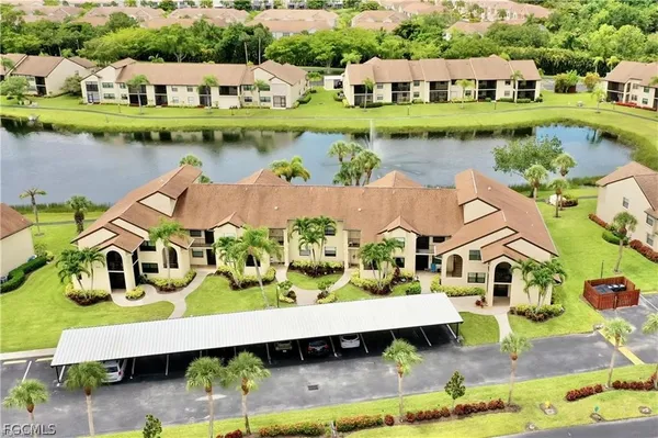 a view of a lake with houses