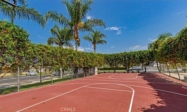 a view of a park with slide