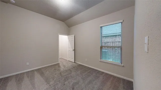 an empty room with a door