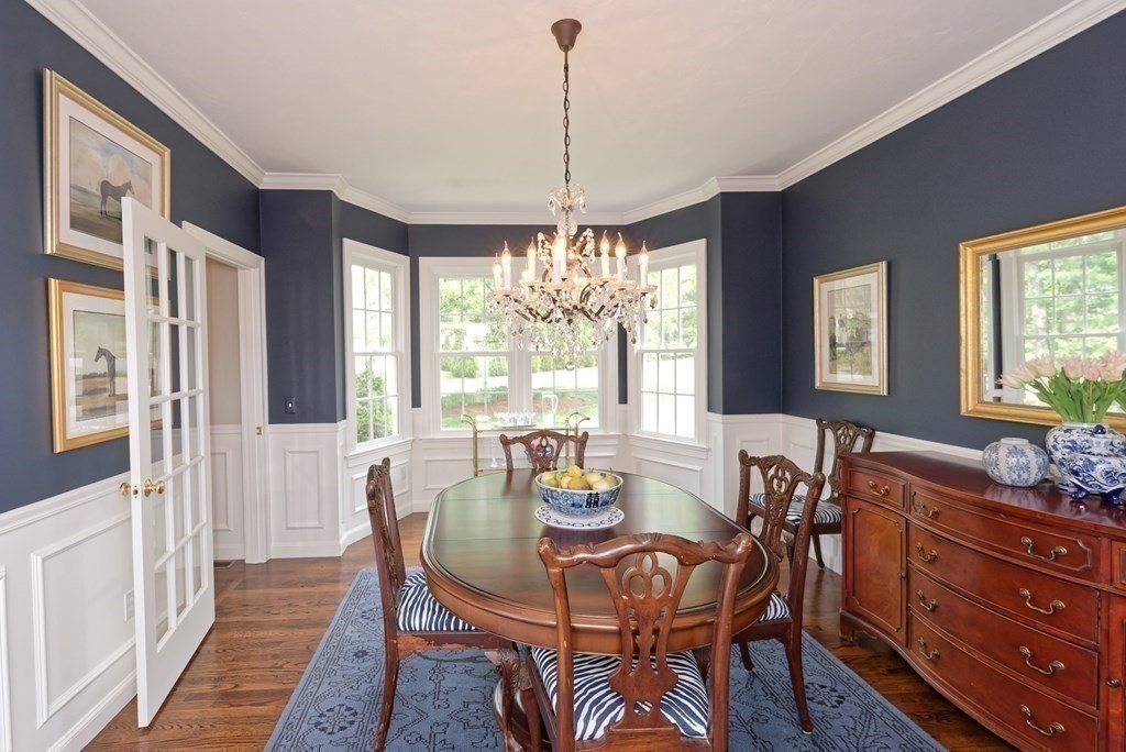 16 Bridle Path Shrewsbury, MA 01545 - Photo 11 of 42 a dining room with furniture a chandelier and wooden floor