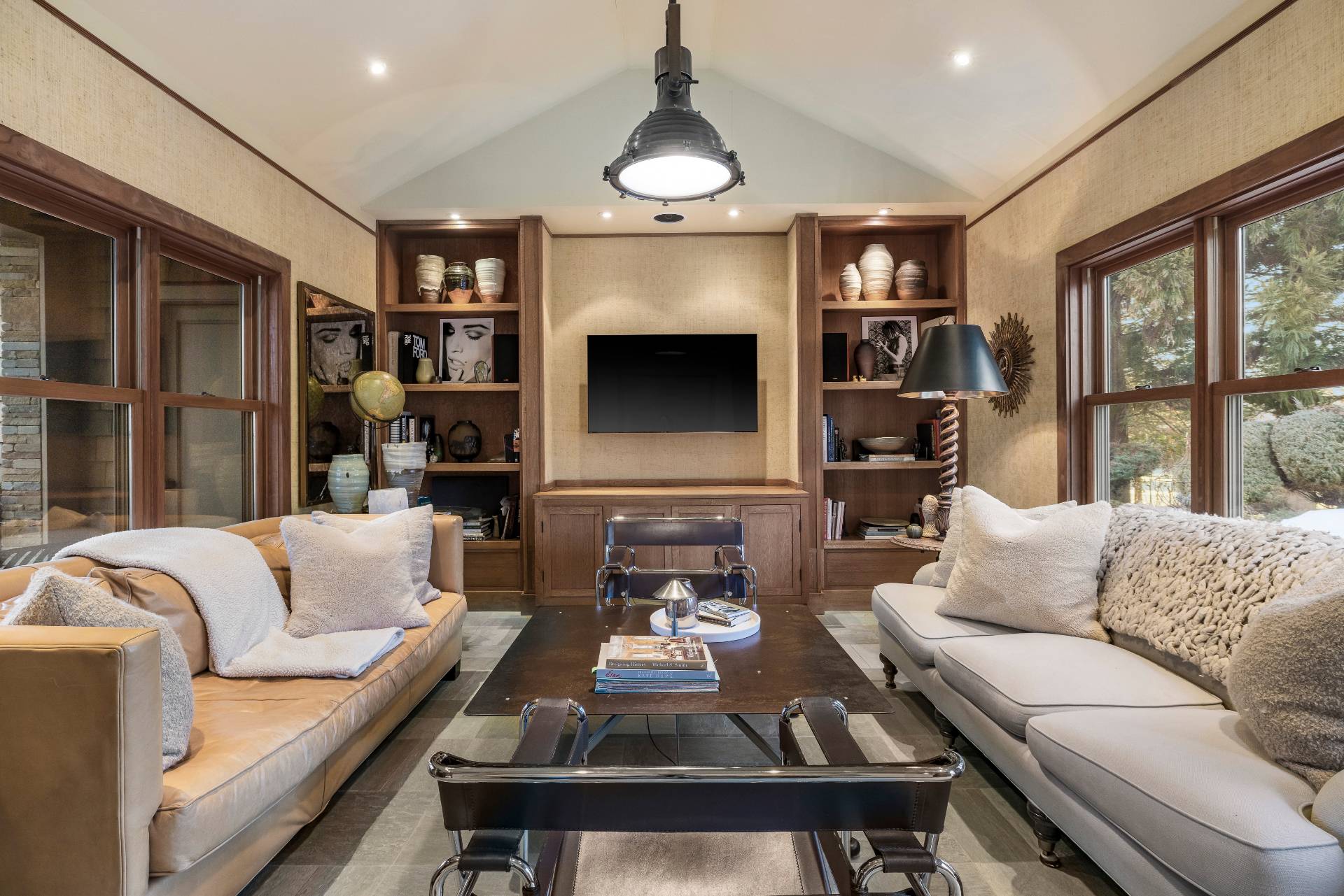488 Lumber Lane Bridgehampton, NY 11932 - Photo 7 of 21 a living room with furniture and a fireplace