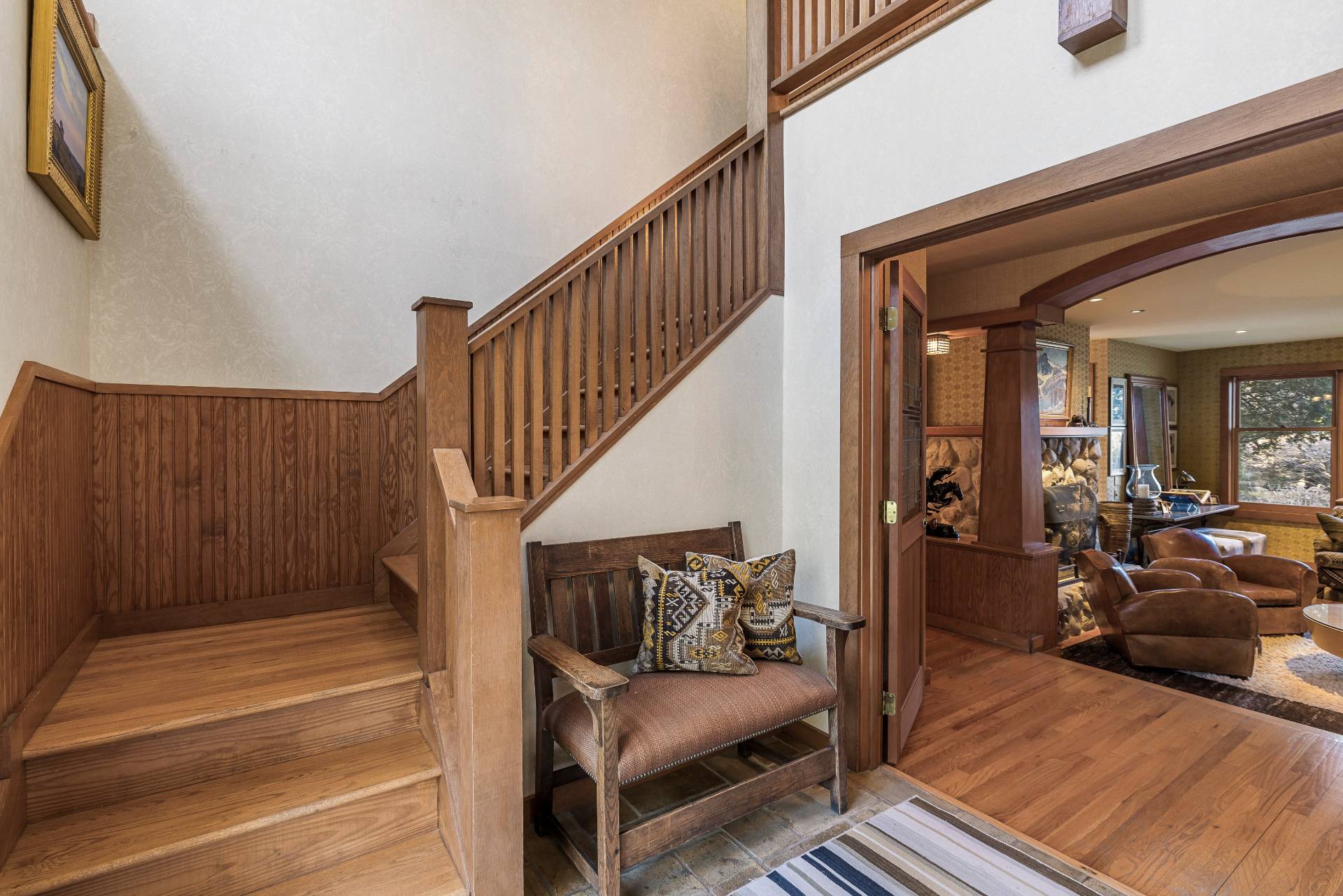 488 Lumber Lane Bridgehampton, NY 11932 - Photo 10 of 21 a view of a livingroom with furniture and staircase