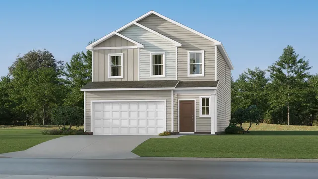 a view of a yard in front view of a house