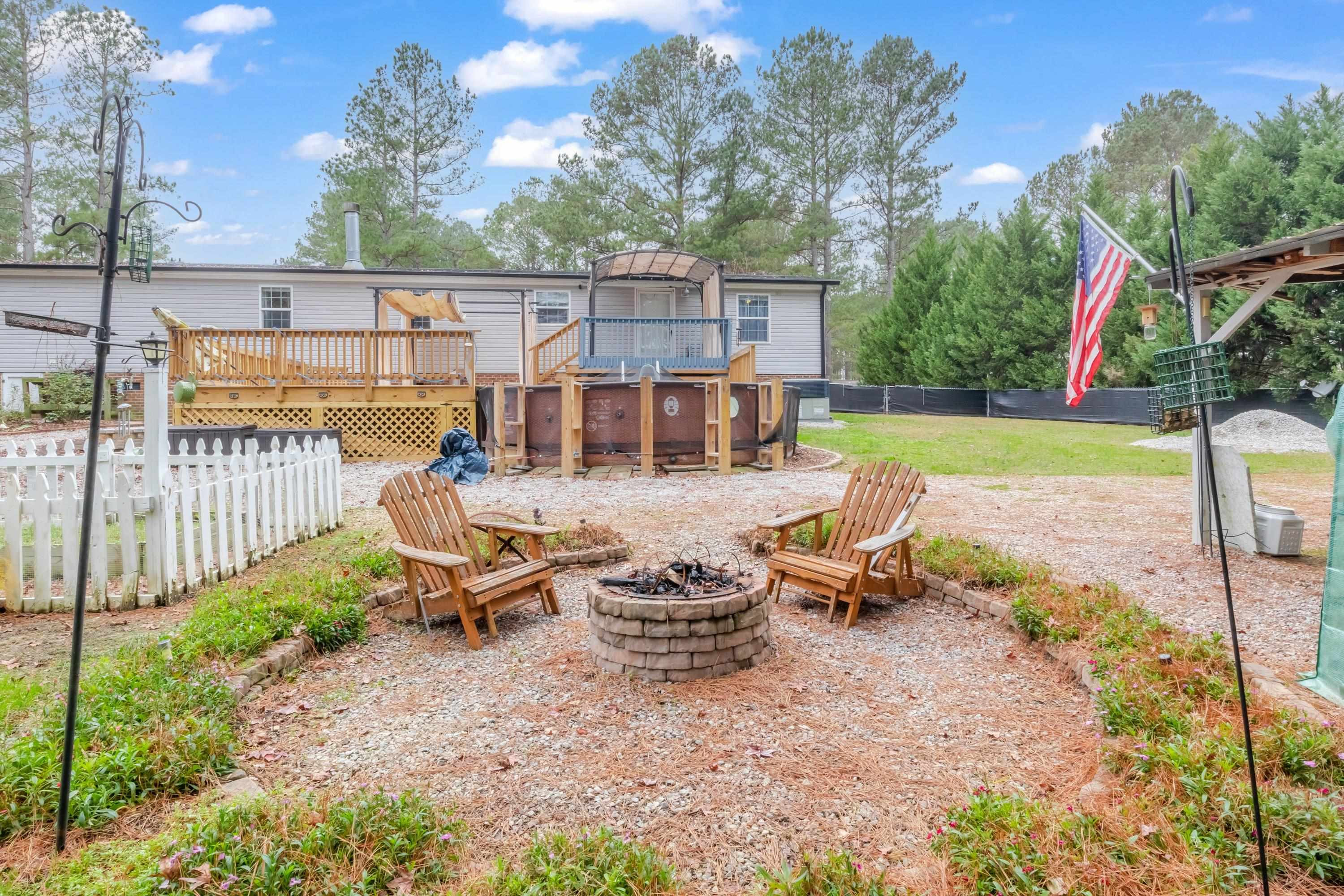 32 Red Oak Drive Smithfield, NC 27577 - Photo 43 of 47 a view of a patio with chairs and a yard