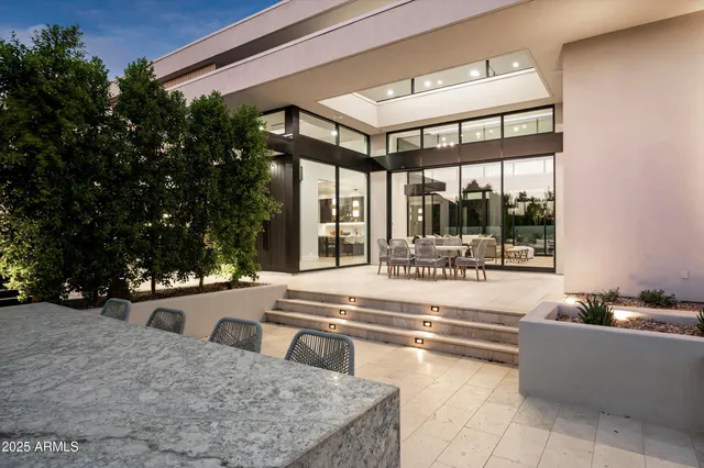 a view of a terrace with furniture