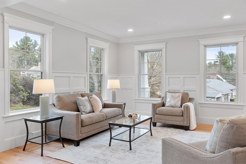 4 Mill Brook Road Lexington, MA 02420 - Photo 5 of 42 a living room with furniture and a large window