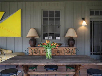 a kitchen with a table and a stove