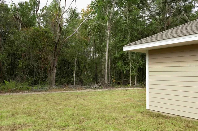 a backyard of a house with lots of green space