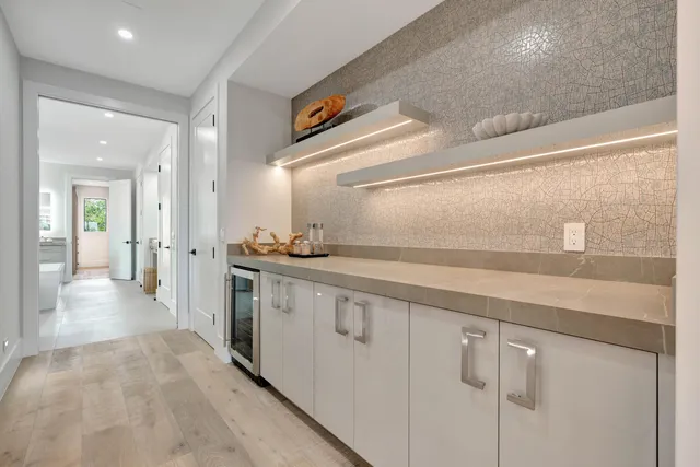 a view of a balcony with furniture