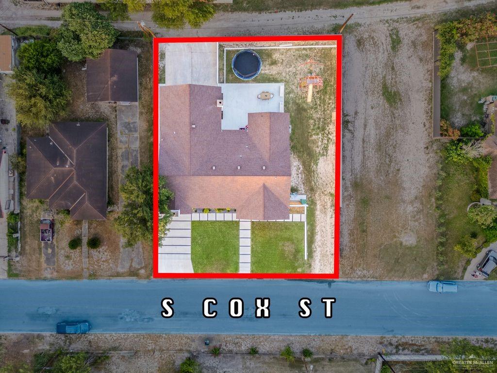 111 South Cox Street Rio Grande City, TX 78582 - Photo 22 of 27 Aerial overview of property's location featuring property parcel outlined