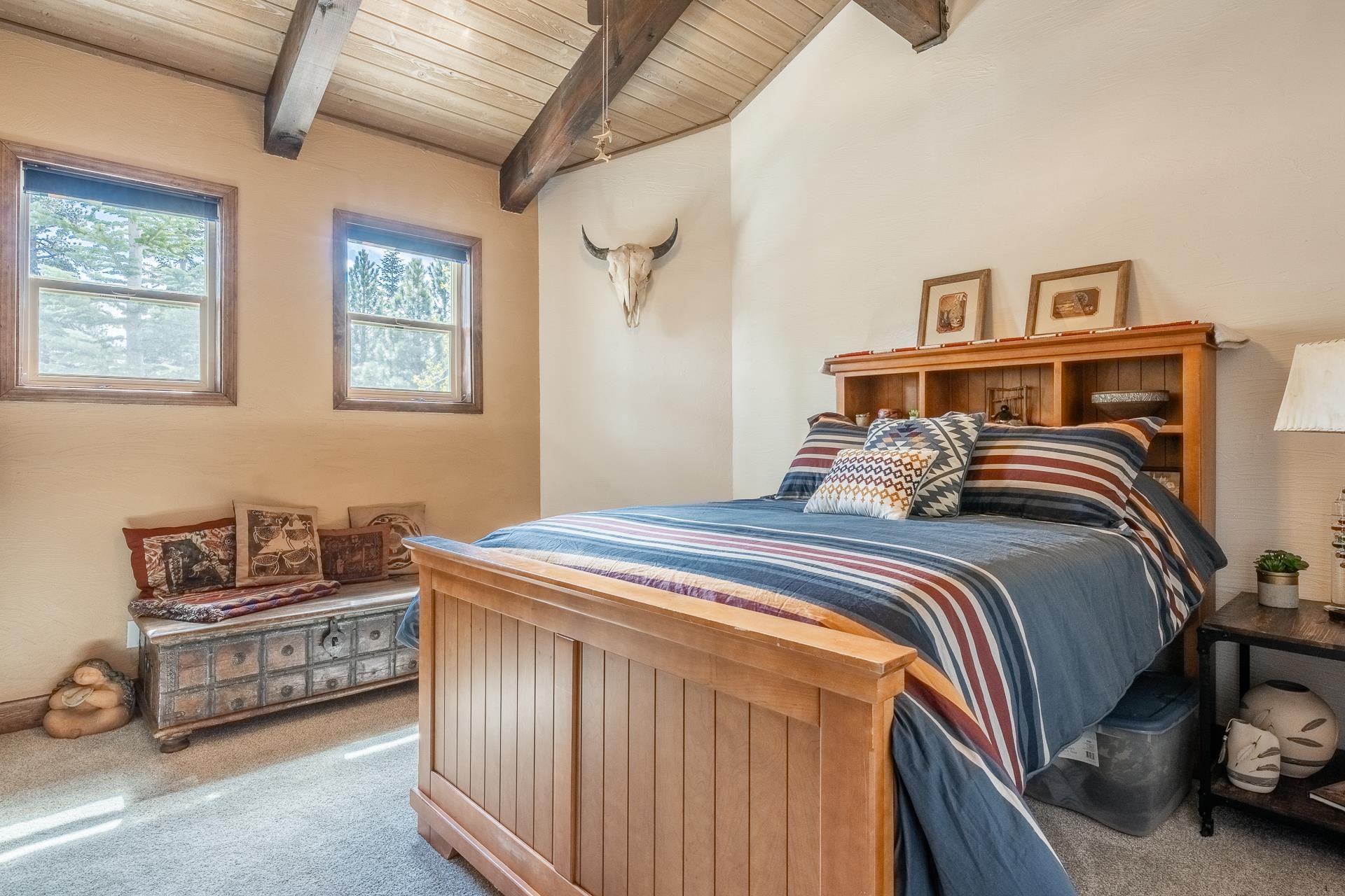 139 Ridgecrest Drive Mammoth Lakes, CA 93546 - Photo 46 of 65 Vaulted wood-plank ceiling with exposed beams