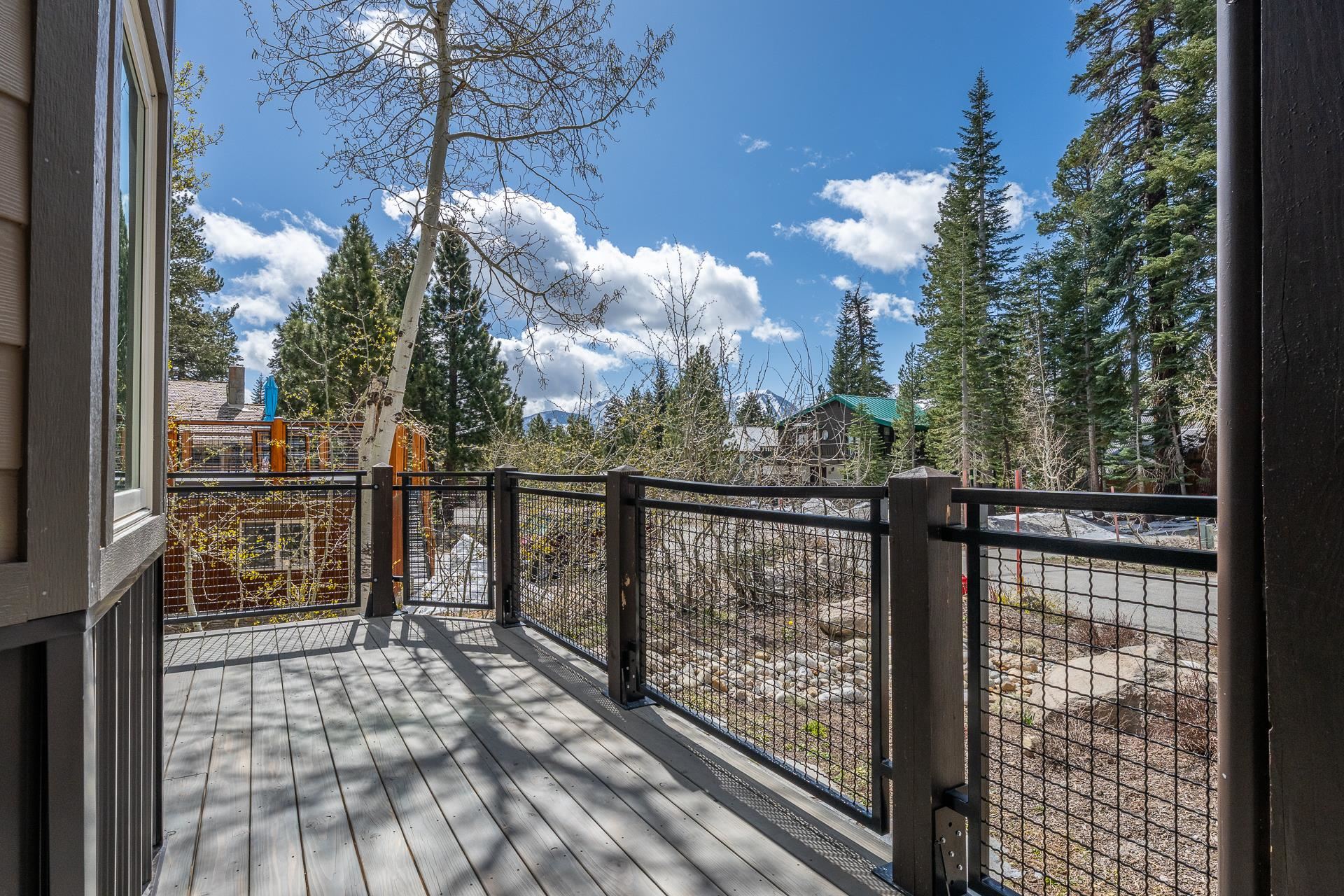 139 Ridgecrest Drive Mammoth Lakes, CA 93546 - Photo 57 of 65 Expansive front porch featuring wood-finish flooring and black metal mesh railing