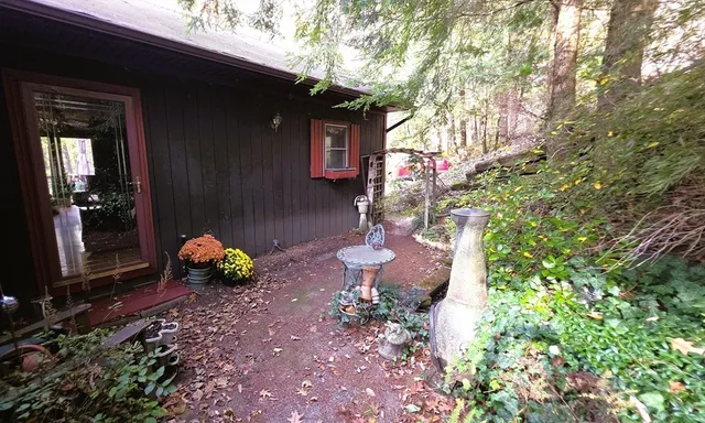a backyard of a house with lots of green space
