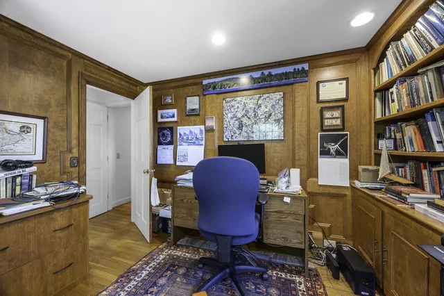 a workspace with furniture