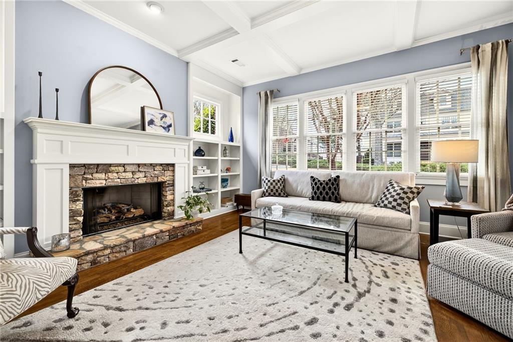 455 High Pointe Trail Roswell, GA 30076 - Photo 16 of 46 a living room with furniture and a fireplace
