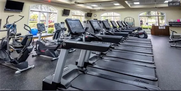 a view of a room with gym equipment