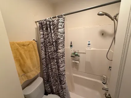 a bathroom with a shower and a sink