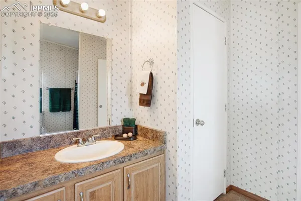 a potted plant sitting in front of a bathroom