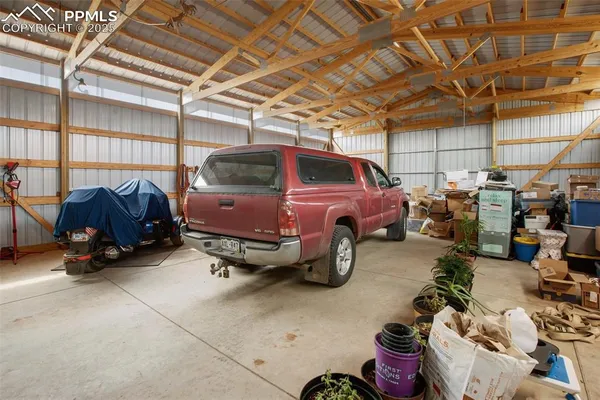 a car is parked in a garage