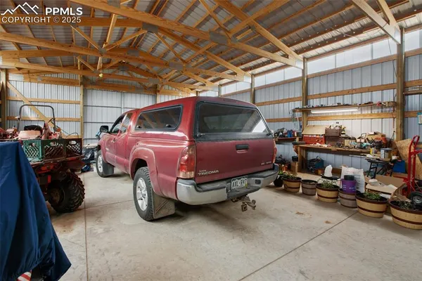 a view of car parked in garage