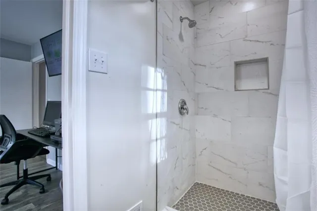a bathroom with a shower