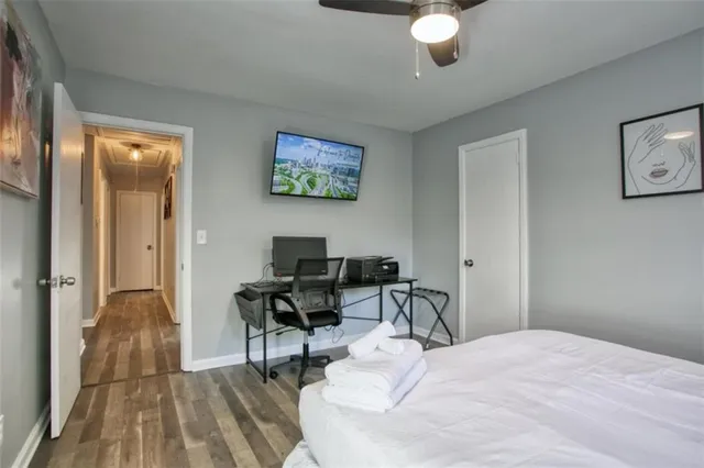 a workspace with a couch