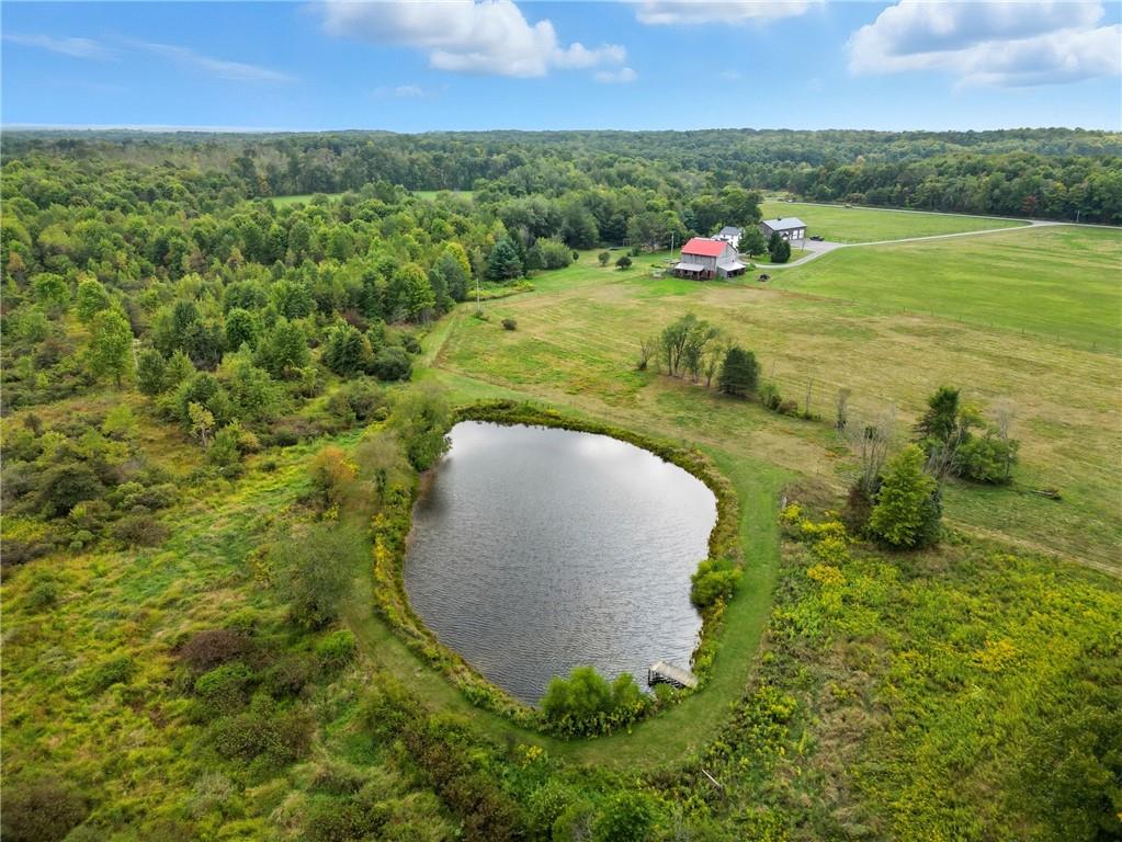 246 Lyons Road Stoneboro, PA 16153 - Photo 35 of 40 an aerial view of a house with a yard and lake view