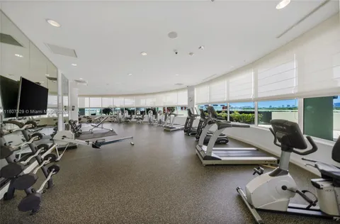 a view of a room with gym equipment