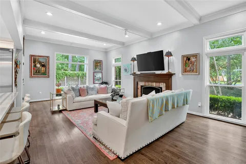 a view of front door with wooden floor