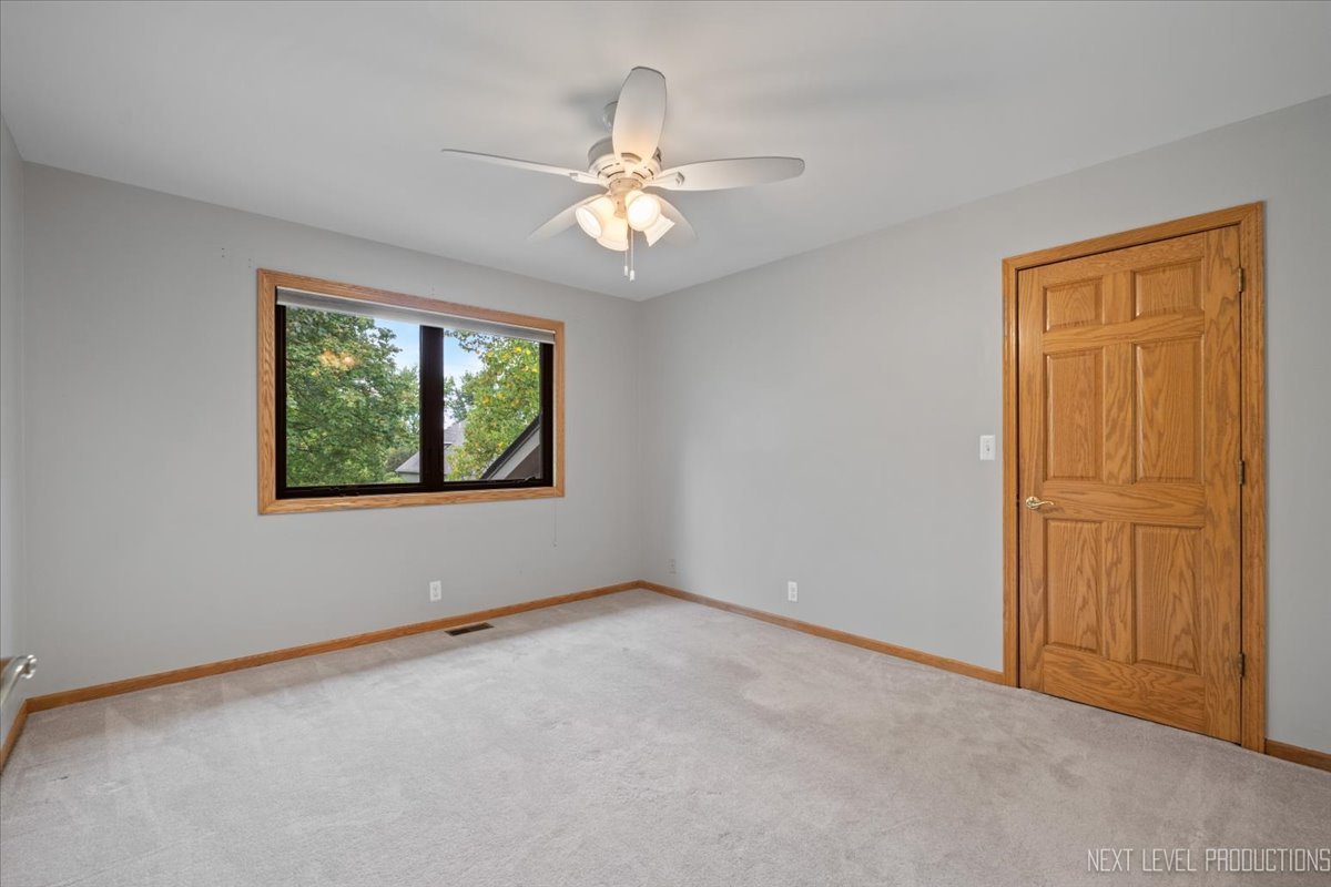 905 Merrill New Road Sugar Grove, IL 60554 - Photo 30 of 44 an empty room with windows and chandelier fan