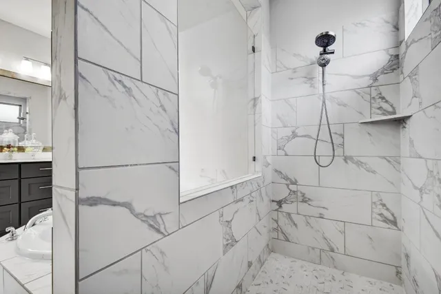 a bathroom with a shower