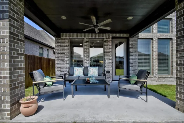 a outdoor living space with furniture