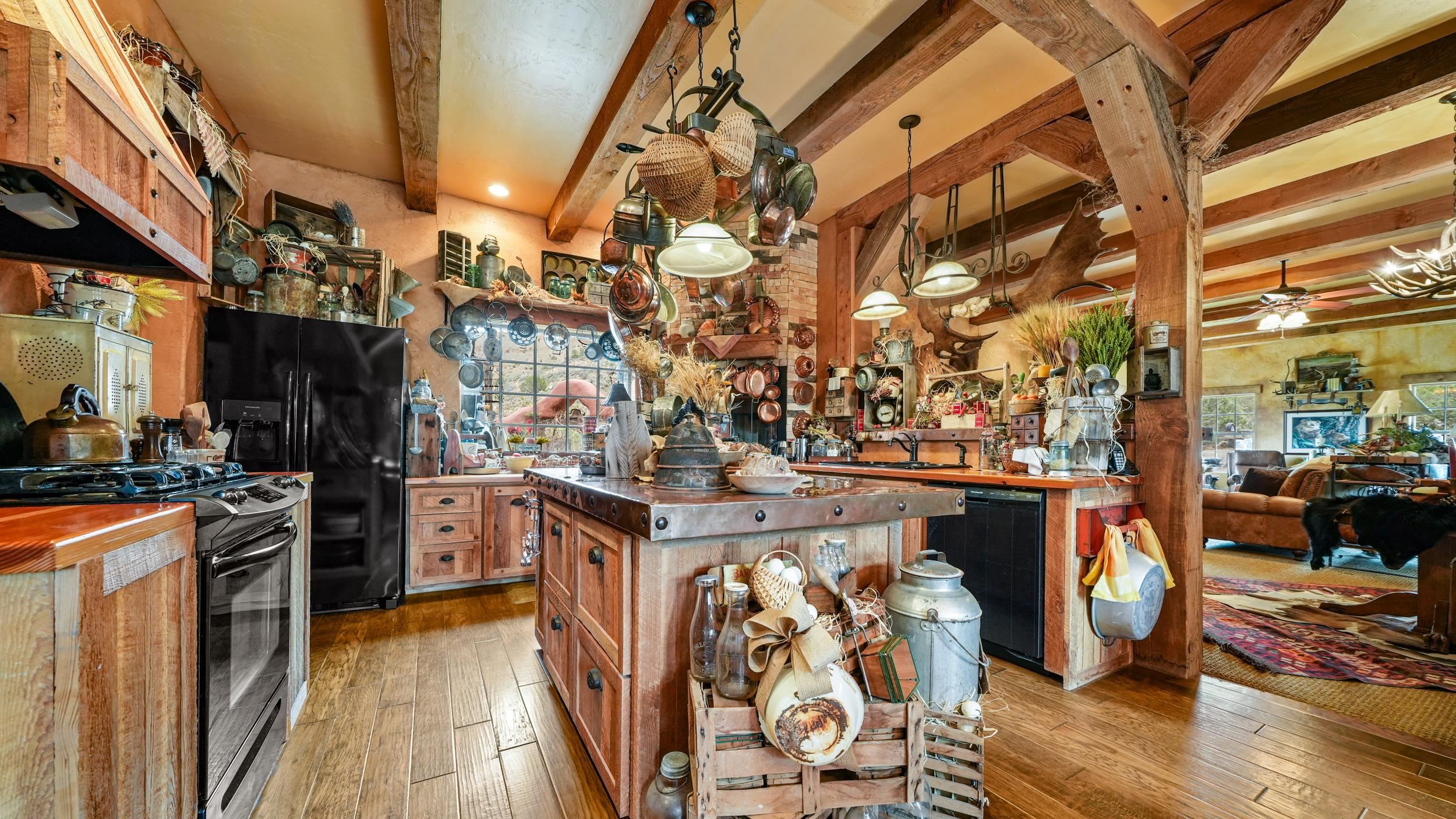 3989 Rapid Creek Road Palisade, CO 81526 - Photo 9 of 39 a kitchen with stainless steel appliances granite countertop a stove a sink and a refrigerator