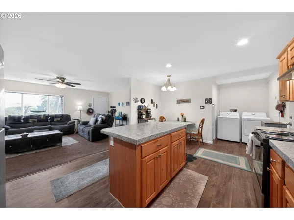 a kitchen with lots of counter top space