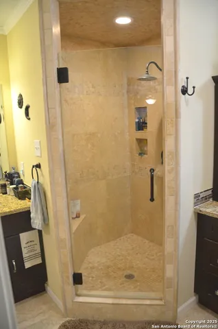 a bathroom with a shower