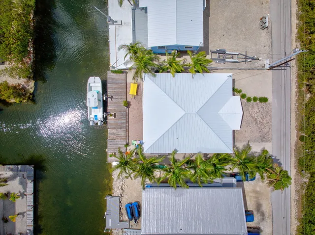 an aerial view of residential houses and lake view