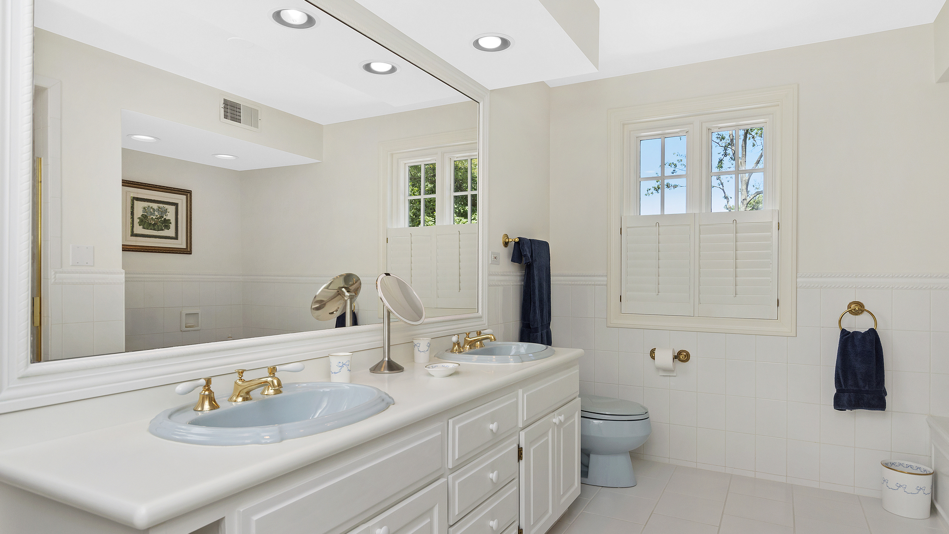 109 Woodley Road Winnetka, IL 60093 - Photo 14 of 24 a bathroom with a sink double vanity and a toilet