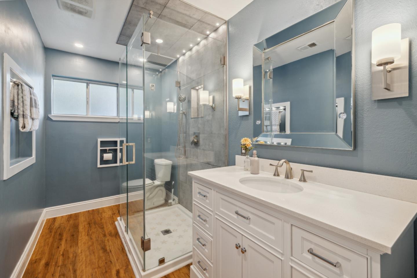 112 Alto Sol Court Scotts Valley, CA 95066 - Photo 27 of 58 a spacious bathroom with a sink mirror and a bath tub