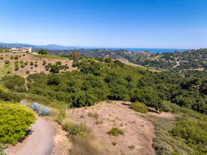 a view of a yard with a mountain