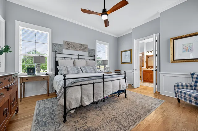 a view of a lake with a garden